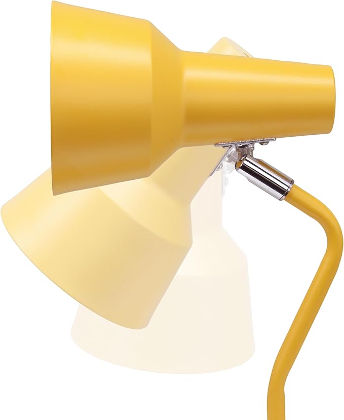 Simple Designs LD1072-YLW 15.2" Sleek Essentials Metal Cone Shade Desk Lamp with Adjustable Shade and Dual USB Ports, for Office, Desk, Nightstand, Dorm, Yellow