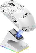 Attack Shark X6 49g Superlight Wireless Gaming Mouse with Magnetic RGB Charging Dock,BT/2.4GHz Wireless/Wired Mouse,PixArt PAW3395 Sensor, 26000DPI, Griptape, 200Hrs Battery for Win/Mac (White)