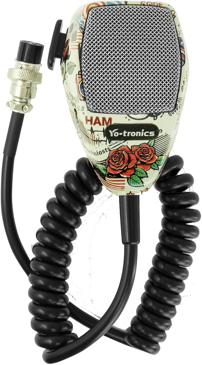 CB Microphone-4 Pin Noise Canceling CB Microphone, Amateur Radio and SSB Communications, Stainless Steel Wire Mesh Edition (YTM-CB66 Rose)