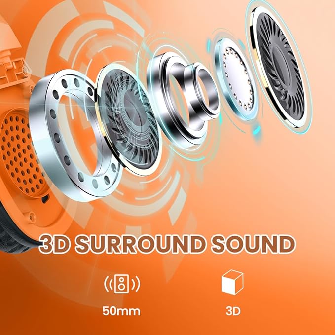 WolfLawS Wireless Gaming Headset with Noise Canceling Microphone for PS5, PC, PS4, 2.4G/Bluetooth Gaming Headphones with USB and Type-c Connector, Wired Mode for Controller - Orange