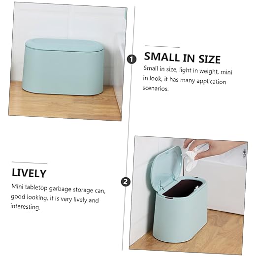 Unomor Slim Desktop Press Trash Can Kitchen Garbage Bin for Tabletop Office Dorm Mini Trash Can Ejection Cover Cute Fashionable Design Easy to Use