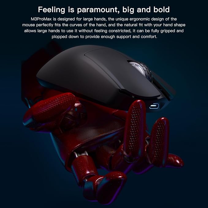 Darmoshark M3PROMAX Wireless Gaming Mouse,Tri-Mode 2.4G/USB-C/Bluetooth Mouse Up to 30000DPI,PAW3950 Optical Sensor Lightweight 54g,7 programmable Button,Computer Mouse for Laptop,PC,Windows,Linux,Mac