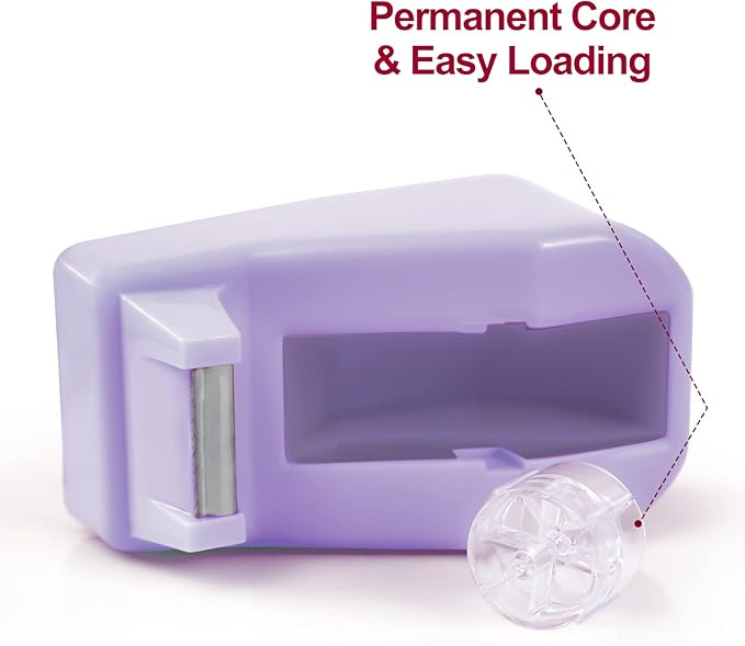 2Pcs Desktop Tape Dispenser Adhesive Roll Holder with Weighted Nonskid Base, Purple (Tape not Included)