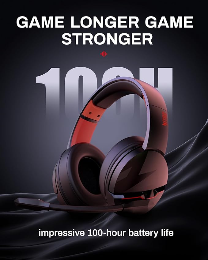 acer 2.4GHz Flex Wireless Gaming Headset |Red+Pink| Non-Stop 100H Battery | Dynamic 50mm Drivers | Clear Voice Mic | Bluetooth5.3, 3.5mm | Gaming Headphones for PC, Meeting, Music, PS4 Headset