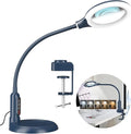 10X Magnifying Glass with Light and Clamp, 5 Color Modes Stepless Dimmable Lighted Magnifier with Stand, Flexible Gooseneck LED Desk Lamp Hands Free for Craft Painting Hobby Close Work - Blue