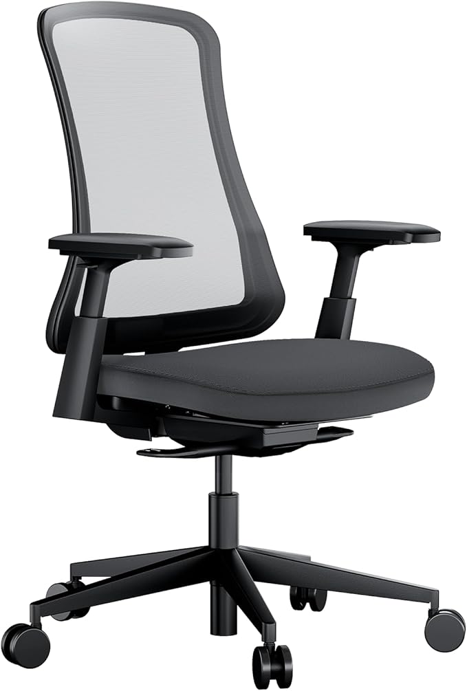 ProtoArc Ergonomic Office Chair – Flexer Mesh Couputer Chair for Women, Foam Sliding Seat, 125° Recline, Home Desk Chairs for Small Spaces, Stylish & Comfortable – Black