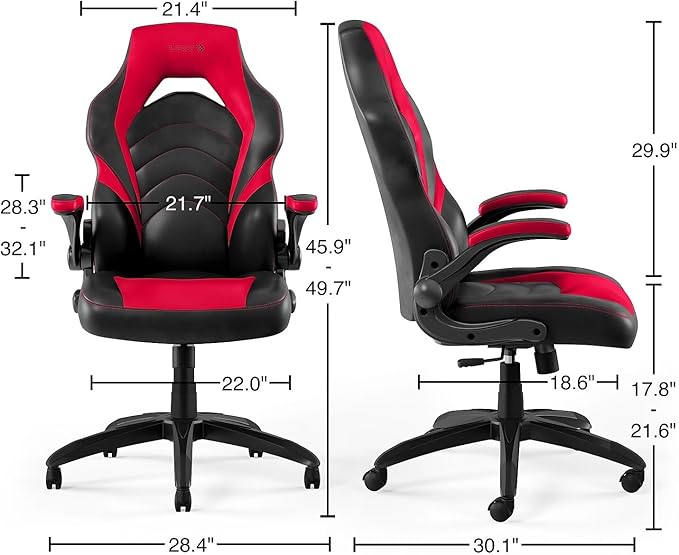 STAPLES Emerge Vortex Gaming Chair, Ergonomic, Adjustable Height, Swivel, Black