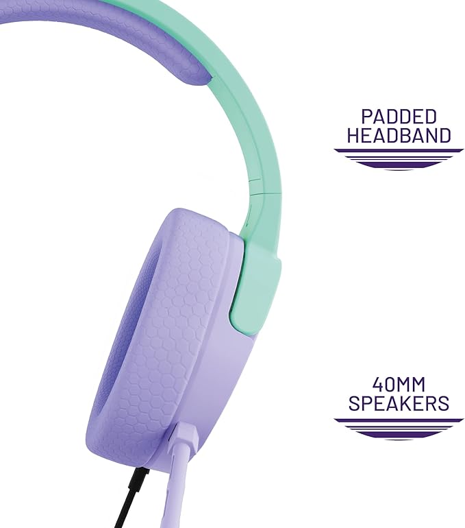 4Gamers Panther Wave - Over Ear Gaming Headset Compatible with PS4/PS5, Xbox, Switch, PC with Flexible Mic, 3.5mm Jack, 1.5m Cable, Lightweight, Comfortable and Durable (Mint & Lavendar)