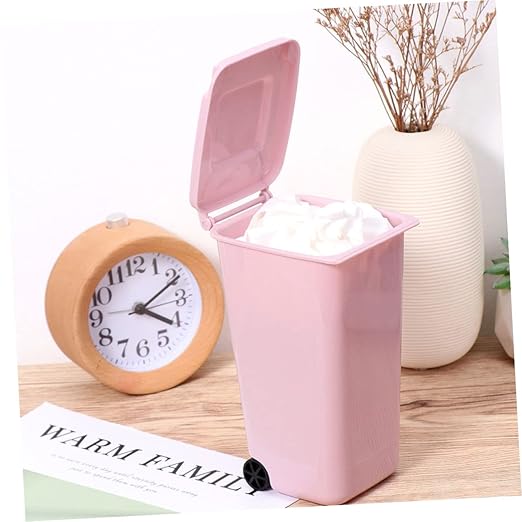 Outanaya Desktop Trash Can Creative Slim Waste Bin Cover Perfect for Home Office Car Mini Organizing Bin Random Color