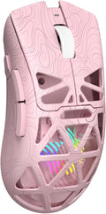 Aula SC620 Wireless Gaming Mouse, Tri-Mode 2.4GHz/USB-C/BT5.3 Computer Mouse with 12000 DPI, Programmable Macro Gamer Mouse with Rapid Fire Key, RGB Light Gaming Mice for PC/Laptop/Mac (Line Pink)