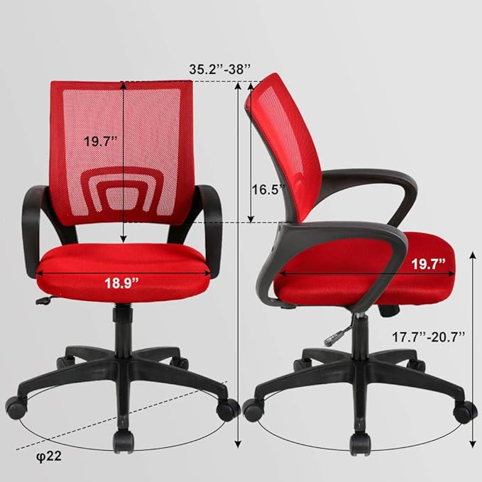 BestOffice Ergonomic Mesh Office Chair – Red