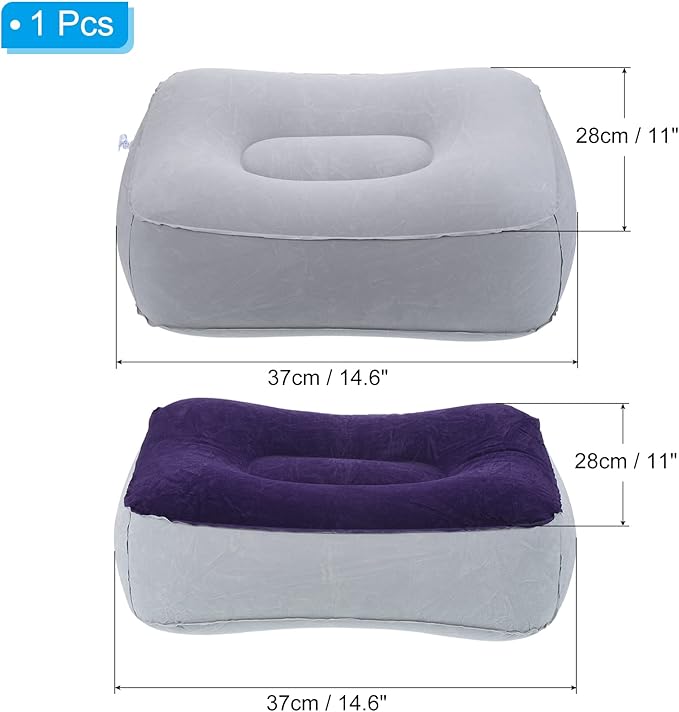 PATIKIL Travel Foot Rest Pillow, 2 Pack Inflatable Foot Rest Cushion Travel Flight Leg Rest Pillow for Airplane Train Office Home, 2 Colors