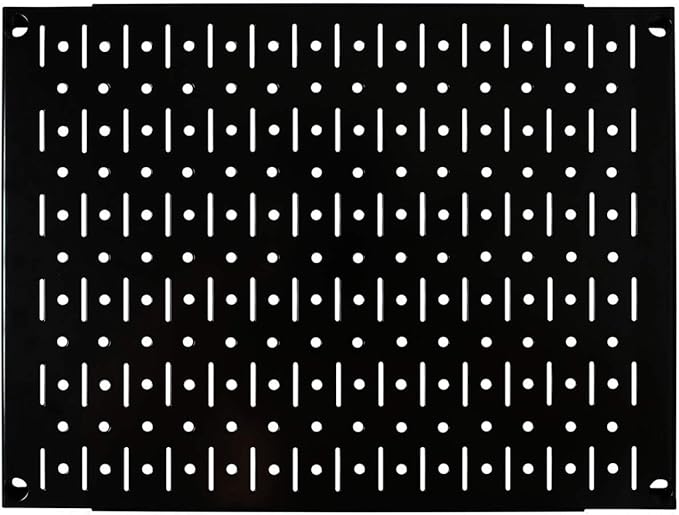 Wall Control Pegboard Wall Organizer Tiles Modular Black Metal Pegboard Tiling Set - Four 12-Inch Tall x 16-Inch Wide Peg Board Panel Wall Storage Tiles - Easy to Install (Black)