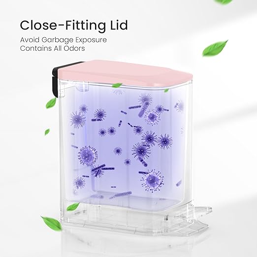 Cesun Slim Step-On Stainless Steel Desk Wastebasket – Pink (1.6 Gal)