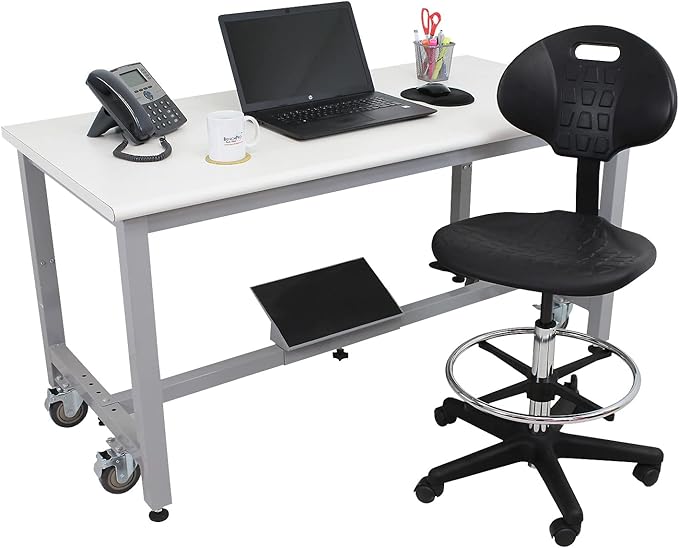 BenchPro Deluxe Polyurethane Chair With 18” Adjustable Footring and Heavy Nylon Base , 21"-31" Height Adjustment, 450 lbs Capacity