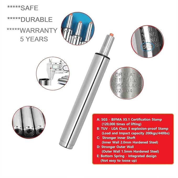 Drafting Stool Bar Stool Gas Lift Cylinder Replacement Part,Tall Heavy Duty Hydraulic Pneumatic Piston for Drafting Chair(Size:18”- 28” Long)