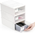 ZENFUN 3 Pack Plastic Stackable DrawerStorage Drawers Bins, Small Drawer-type Desk Organizer Boxes, Translucent Small Chest of Drawers, Stackable Drawers for Home, Office, Desktop
