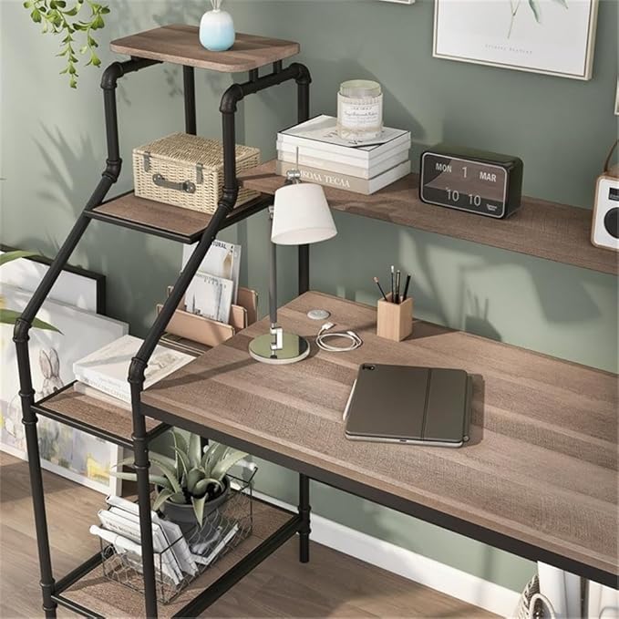 Furniture of America FOA 2-Piece Home Office Metal Desk and Faux Leather Black Chair Set