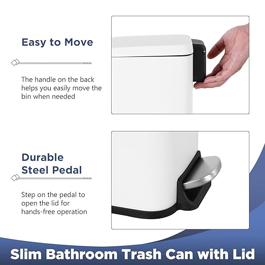Bigacc 1.3 Gallon Kitchen Trash Can, Stainless Steel Small Trash Can & Mini Garbage Can with Removable Plastic Inner Bucket Lid, Foot Pedal, Waste Bin for Bathroom,(2 Set)