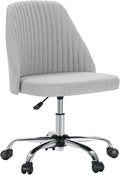DUMOS Office Chair, Comfy Desk Chair Rolling Vanity Swivel Task Chairs with Wheels, Wide Seating Armless Height Adjustable Computer Chairs for Home,Bedroom,Student,Adults, Classic Grey