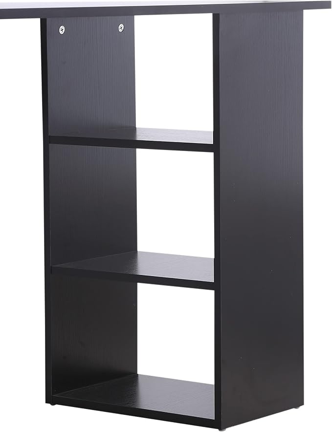 HOMCOM 47" Modern Home Office Computer Desk Bookcase Combo Writing Table Workstation with 3 Drawer and Storage Shelf - Black