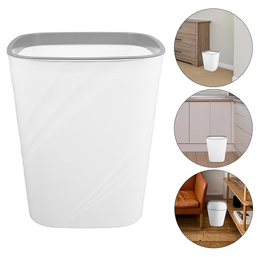 Large Capacity Lidless Trash Can for Home and Office Sleek White Garbage Bin for Bathrooms Kitchens and High-Traffic Areas Waste Container for Everyday Use