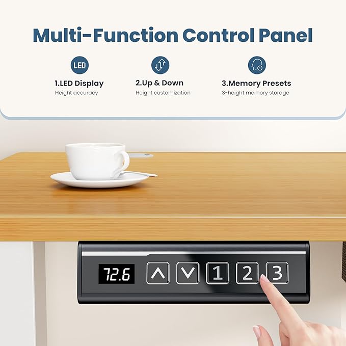 Sweetcrispy Electric Standing Desk Adjustable Height, 40x24 Inch Sit Stand Up Home Office Desks Computer Workstation PC Work Table with 3 Memory Preset Splice Wood Board Metal Frame, Oak
