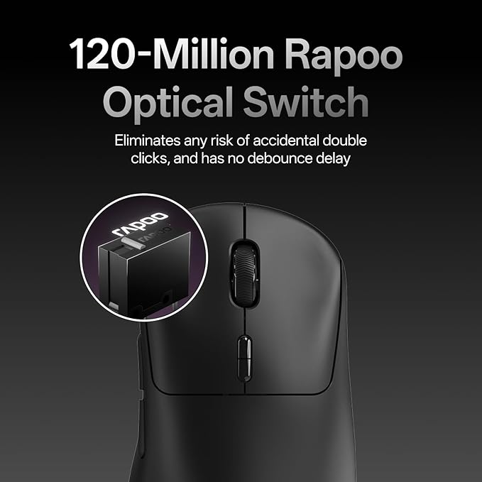 Rapoo VT3 MAX Gen-2 Wireless Gaming Mouse, True 8K Wireless Polling Rate, 53g Lightweight, Up to 750 Hr Battery, Nordic nRF54L15 MCU, 120-Million Optical Switch, 10 Programmable Buttons, Macro Enabled