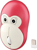 Lomiluskr Cute Monkey Wireless Mouse, Silent Mice, 2.4G Wireless Mice, Candy Colors, Kawaii Mouse for Girls and Kids (Red Monkey)