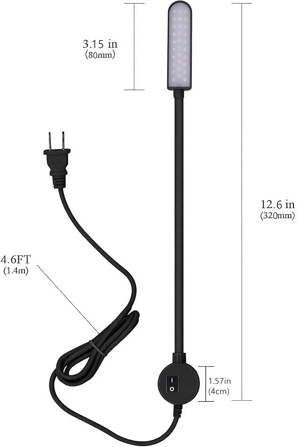 LED Sewing Machine Light,POWKER 30 LED Magnetic Mount Drill Press Light with Flexible Silone Coating Gooseneck for Sewing Machine, Drill Presses, Desks, Music Stands, Craft, Workbenches, Lathes Lamps