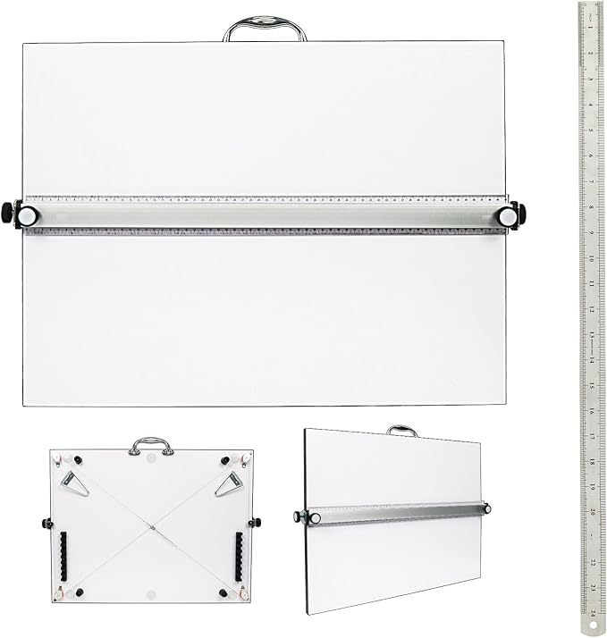Portable Drafting Board, 20"X26" Professional Architecture Drafting Board, Tabletop Drawing Board with Ruler & Parallel Bar, Drafting Tools for Architects, Artists, Engineers, and Designers