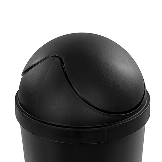 Sterilite 6 Pack SwingTop Wastebasket, Round Trash Can w/Swing Top Lid 3 Gallon, Black
