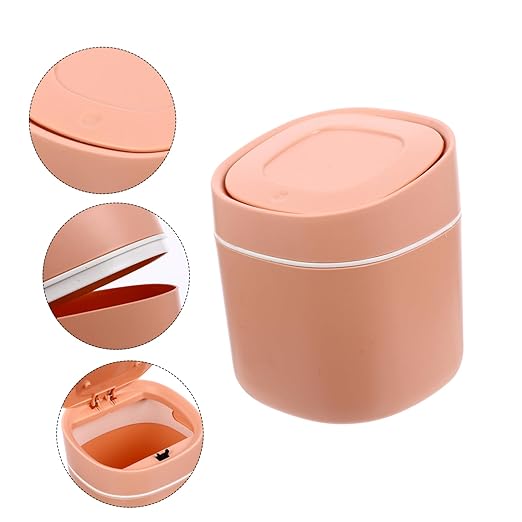Small Slim Trash Can Lid Desk Rubbish Bin Mini Desktop Waste Bins Plastic Trash Storage Box