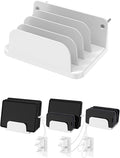 Wall Mount Phone Holder for Smartphones and Tablets, Phone Shelf with 4-Slot Docking Station Compatible with Tablet, ipad, Kindle Wall Charging Organizer (Black)