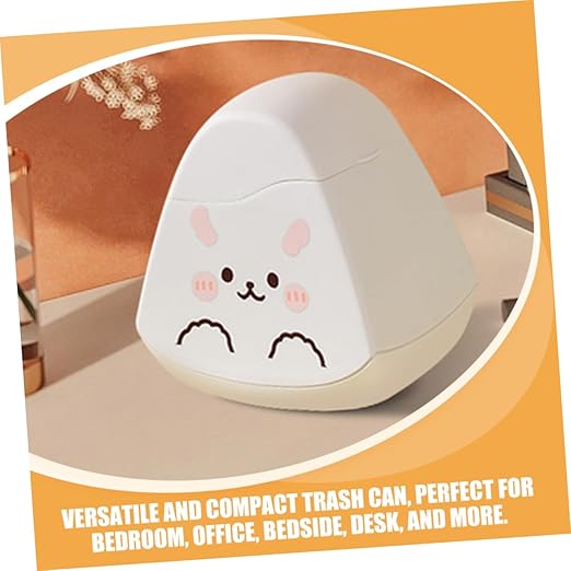 PRETYZOOM Mini Desktop Trash Can Cute Animal Design Waste Bin for Home Office Compact Decorative Garbage Holder Lid for Desk Car Small Xj Rabbit