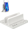 Vertical Laptop Stand Holder - Adjustable ABS Plastic Desktop Management Notebook Dock, Space-Saving 3 in 1 Compatible with All MacBook Pro Air, Mac, HP, Dell, Microsoft Surface (White-1 Slot Version)