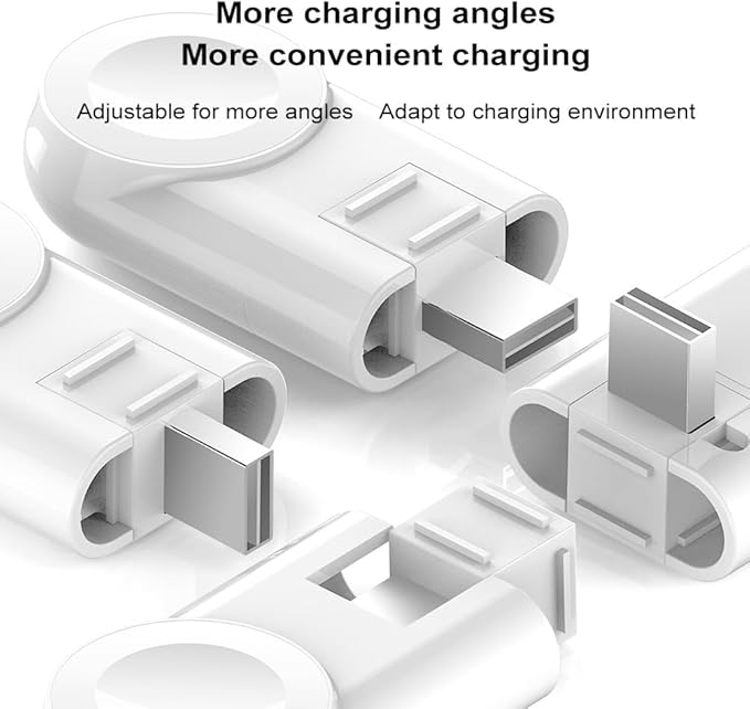 Meenova Adjustable iWatch Charger Compatible with Apple Watch Charger for Travel, Office, Home, Car, Rotating USB A Connector