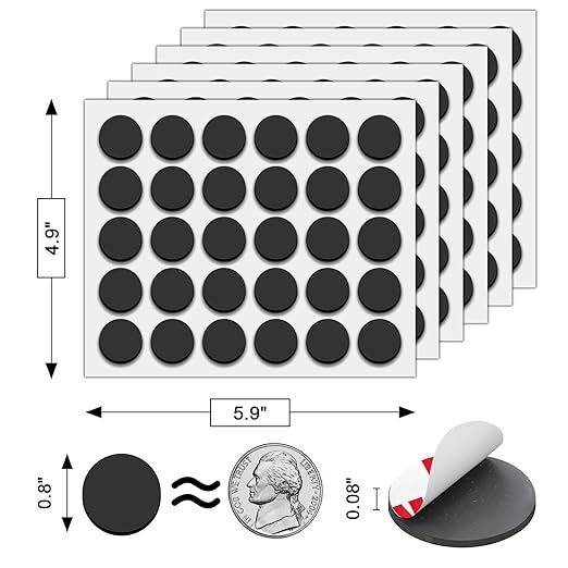 Towjug Round Magnets with Adhesive Backing, 180 Pieces Magnetic Dots (Diameter 0.8’’ x 0.08”) Anisotropy Flexible Sticky Circle Magnet Tape for Whiteboard, Refrigerator, Crafts, Classroom