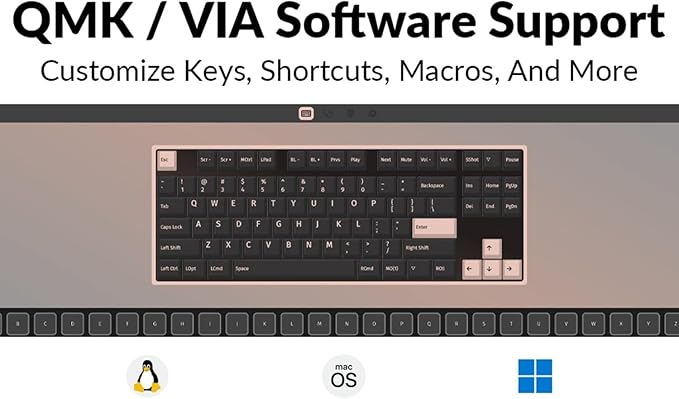Keychron C3 Pro QMK/VIA Custom Mechanical Keyboard, 8000 Polling Rate Hot Swappable Programmable 87 Keys Compact TKL Layout Gasket Mount, RGB Backlight Wired Gaming Keyboard with Super Red Switches