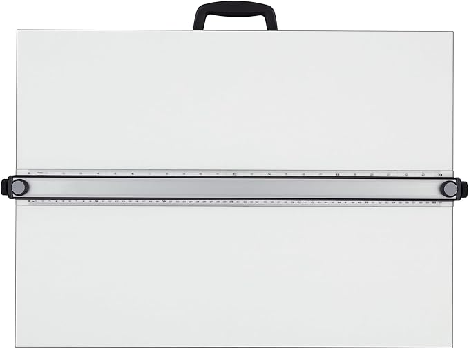 Acurit Multi-Angled 16”x21” PXB Drawing Board for Artists and Designers - Portable Tabletop Workspace, Drawing, Sketching, Drafting, Painting - Portable Laminated Surface w/Ruler & Parallel Motion Bar
