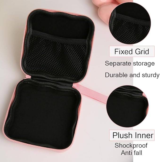 Charger Cover Storage Bag, Lovely 3D Love Heart Waves Design Charger Protector Travel Storage Case, Earphone Wire Saver Cable Cord Organizer Wireless Earphone Storage Box, Pink Love