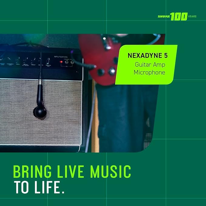 Shure Nexadyne 5 Guitar Amp Microphone with Revonic Technology - Supercardioid Dynamic Mic for Pro Amplification, Enhanced Signal Clarity & Noise Reduction, Dual-Engine Transducers (NXN5)