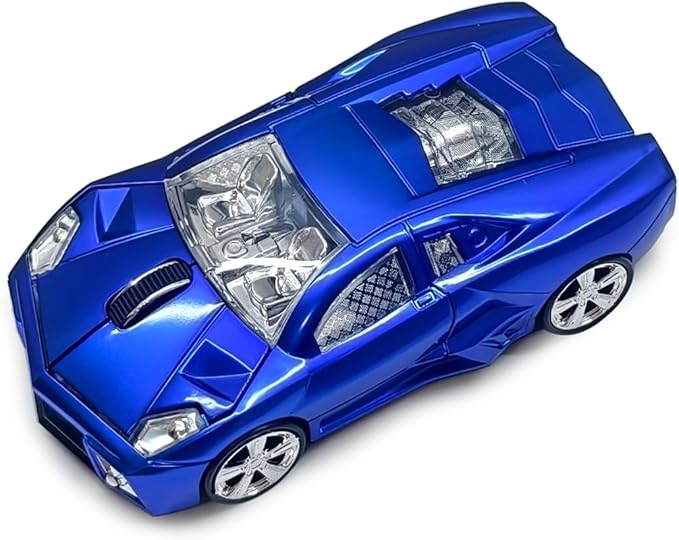 Wireless Sports Car Shaped Mouse Computer Mice Optical 2.4GHz with Headlight 1600DPI for PC Laptop MAC (Blue)