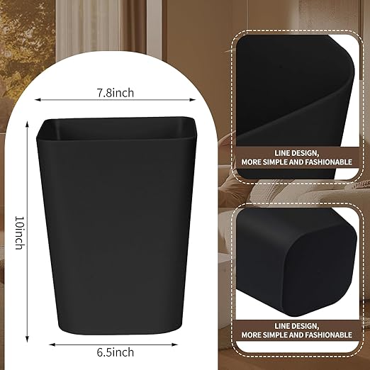 Small Trash Can - Plastic Waste basketbin - for Office,Home,Bathroom,Kitchen - 1.8 Gallon - Black