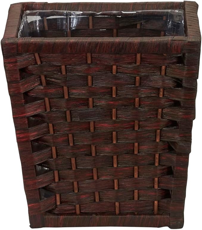 Household Essentials Woven Waste Basket, 3 Gallons, HandWoven Paper Rope with Removable Plastic Liner, Durable Wood Frame, Wide and Open Top for Easy Access, Decorative, Brown