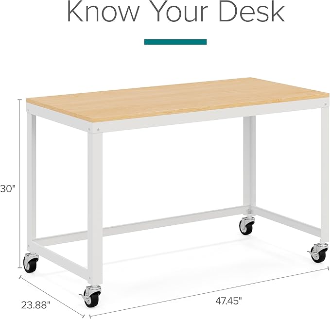 Hirsh Industries Space Solutions Home Office Metal Desk and Storage Set - White/Maple