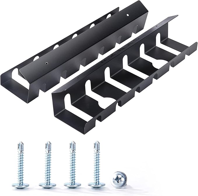 Cable Management Trays，and Wire Organizers, Suitable for Both Offices and Homes，Wall Mount Cable Management Rack, 2-Pack Metal Wire Organizer with Mounting Screws, Black，Under Desk