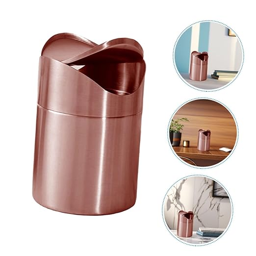 Luxshiny Bathroom Trash Can Lid Mini Can Press Lid Countertop Garbage Bin Tiny Waste Basket Rustic Decorative Storage Bin