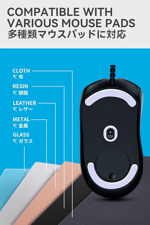 2Sets of TALONGAMES Rounded Curved Edges Mouse Feet Skates Compatible with Logitech G703 / G603 / G403 Gaming Mouse Feet Replacement,0.8mm,Pure PTFE Material with Super Smooth Glide Pads