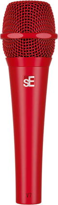 SE ELECTRONICS V7 Dynamic Microphone for Singing, Speech & Studio Recording - XLR Handheld Professional Microphone with Supercardioid Aluminum Voice Coil for Huge Gain Before Feedback - Red